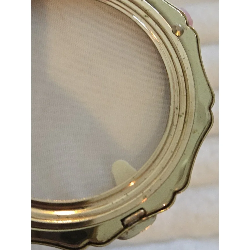 Vintage Stratton Mother of Pearl MOP Pattern Gold Tone Compact Mirror & Case